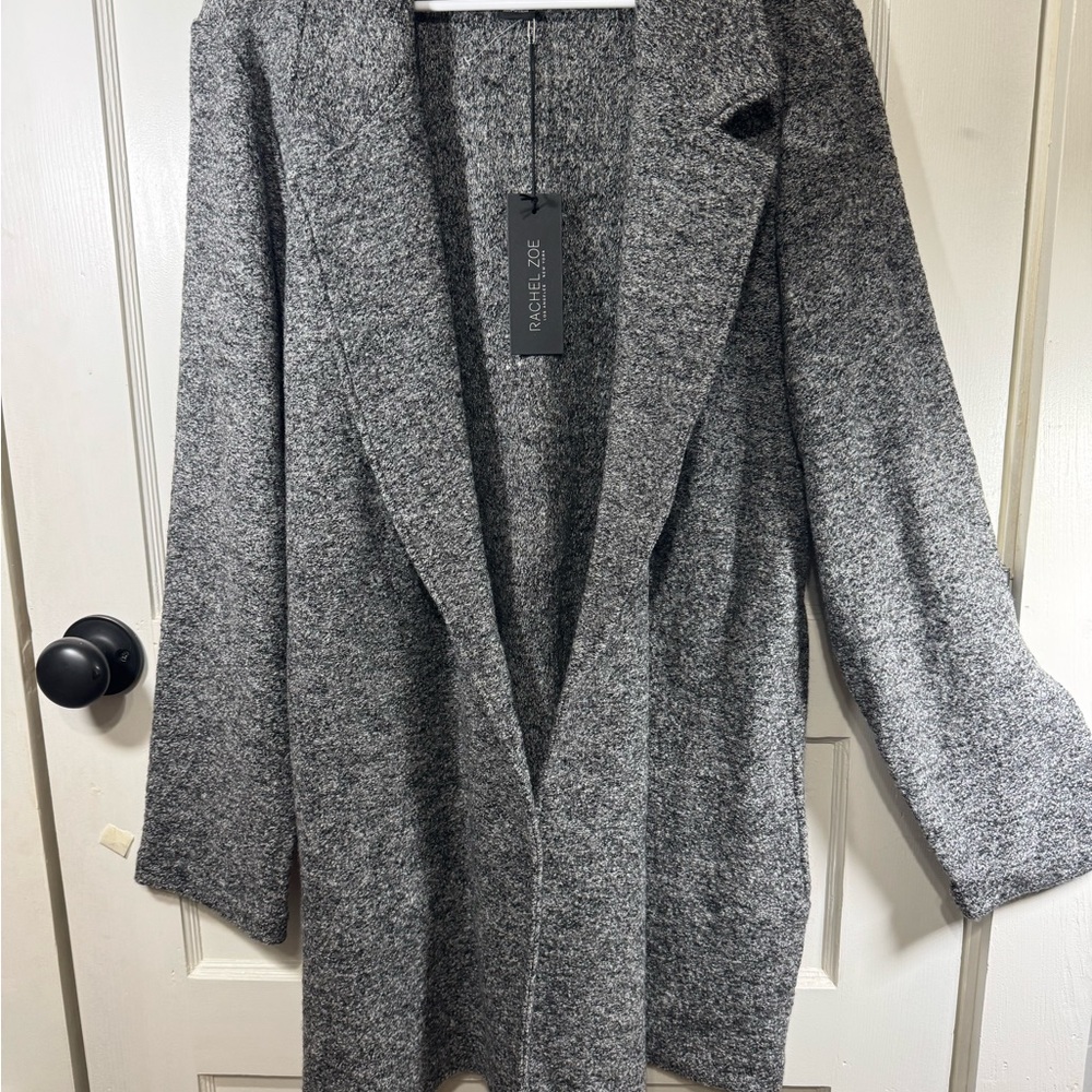 Rachel Zoe Charcoal Gray Open-Front Knit Cardigan